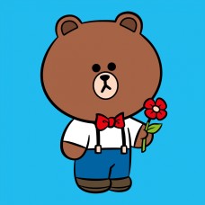 Картини по номерах "Лайн Френдс. Браун з квіткою" 25х25см,полотно кольор. №955020/Santi/