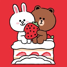 Картини по номерах "Лайн Френдс.Коні,Браун та полуничний тортик" 25х25см №955035/Santi/