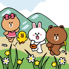 Картини по номерах "Лайн Френдс.Подорож Чоко,Саллі,Коні та Брауна" 25х25см №955371/Santi/