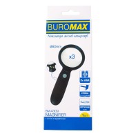Лупа "Buromax" №BM.4309 пласт. з підсвіткою,3-кратне збільш.(12)