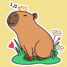 Картини по номерах акрил. для дітей "Капібара слухає спів пташок" 30х30см №KHO6750/Ідейка/