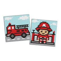 Набір з алмазною мозаїкою"Професії.Пожежник"9х9см,на самоклеючій основі для дітей№AMS1099