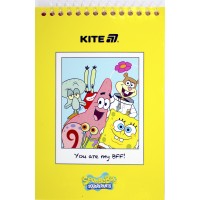 Блокнот пруж. А6 48арк. б/лін. пласт. Sponge Bob №SB25-196/Kite/(20)
