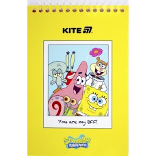 Блокнот пруж. А6 48арк. б/лін. пласт. Sponge Bob №SB25-196/Kite/(20)