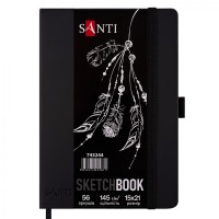 Скетчбук 56/145 15х21см для графіки,чорний,PU №743244/Santi/(10)