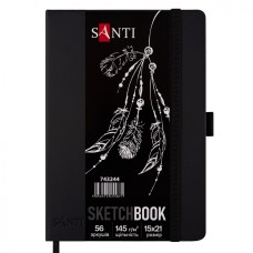 Скетчбук 56/145 15х21см для графіки,чорний,PU №743244/Santi/(10)