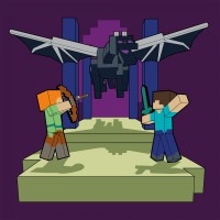 Картини по номерах "Майнкрафт. Стів та Алекс бій з драконом" 25х25см №955471/Santi/(30)