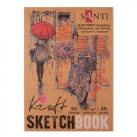 Скетчбук 50/80 А5 для графіки, крафт №743247/Santi/(1)(20)(40)