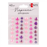 Стрази самокл. "Santi" "Beads" бузкові, 42шт №743007(1)(12)
