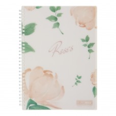 Блокнот пруж. В5 80арк. кліт. пласт. обкл. кораловий "Arabeski" №BM.2586-27/Buromax/(36)