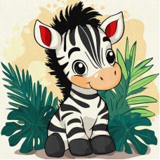 Картини по номерах акрил. для дітей "Весела зебра" 30х30см №KHO1273/Ідейка/