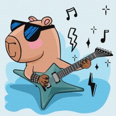 Картини по номерах акрил. для дітей "Капібара рок-зірка" 30х30см №KHO1275/Ідейка/