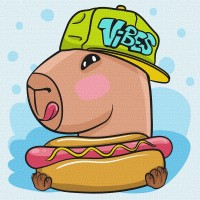 Картини по номерах акрил. для дітей "Капібара і хот дог" 30х30см №KHO1278/Ідейка/