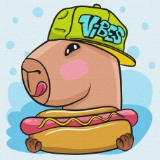 Картини по номерах акрил. для дітей "Капібара і хот дог" 30х30см №KHO1278/Ідейка/