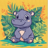 Картини по номерах акрил. для дітей "Бегемот в тропіках" 30х30см №KHO1260/Ідейка/