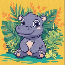 Картини по номерах акрил. для дітей "Бегемот в тропіках" 30х30см №KHO1260/Ідейка/