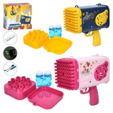 Мильні бульбашки Пістолет 21,5см акум,USBзарядне,світло,запаска 2шт 7,5см №XB-16(30)