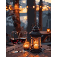 Картини по номерах "Романтика при світлі ліхтаря" 40х50см,LED підсвітка №955090/Santi/