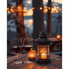 Картини по номерах "Романтика при світлі ліхтаря" 40х50см,LED підсвітка №955090/Santi/