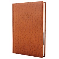 Щоден. А5 "Optima" дат2026 Ostrich коричневий,кремов. блок №O25228-07(20)