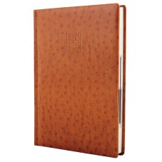 Щоден. А5 "Optima" дат2026 Ostrich коричневий,кремов. блок №O25228-07(20)