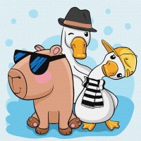 Картини по номерах акрил. для дітей "Капібара і друзі" 30х30см №KHO1274/Ідейка/