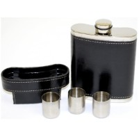 Набір подар. з флягою, 3чарки в шкірі №BZ-9