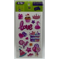 Наліпка 3D "Happy Birthday Love" 18см, KIDS Line №ZB.63350/Zibi/(20)