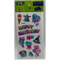 Наліпка 3D "Happy Birthday Райдужна вечірка" 18см, KIDS Line №ZB.63352/Zibi/(20)