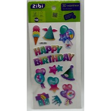 Наліпка 3D "Happy Birthday Райдужна вечірка" 18см, KIDS Line №ZB.63352/Zibi/(20)