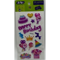 Наліпка 3D "Happy Birthday Рожева вечірка" 18см, KIDS Line №ZB.63351/Zibi/