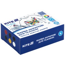 Набір акрил. фарб 6х20мл "Kite" Creative для тканини №K-277
