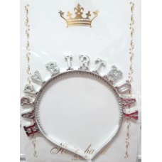 Обруч для волосся "Happy birthday" срібло №15809(20)