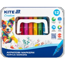 Набір маркерів акрил. "Kite" Creative №K-1161 12шт з рідкими чорнилами