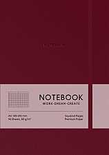 Блокнот А5 96 аркушів клітинка еко шкіра тверда обкладинка Dark Red
