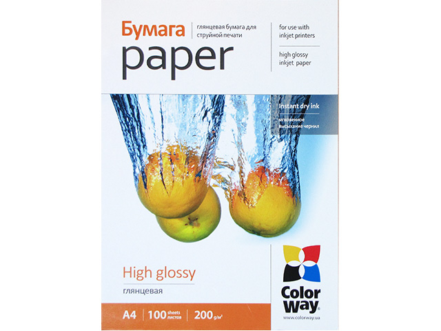 Фотопапір глянцевий CW А4 200г/м2 PG200-100 PG200100A4 100 аркушів/упаковка