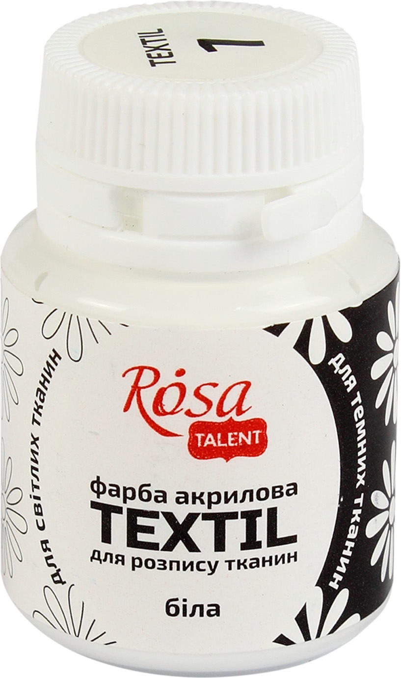 Фарба акрилова Rosa Talent 20 мл для тканини, біла 263401
