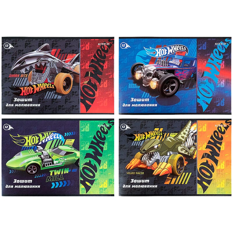 Зошит для малювання на скобі 12/100 A4 Hot Wheels лак і УФ