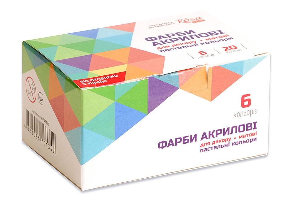 Набор акриловых красок 6×20 мл Rosa Talent матовые пастельные / 1687