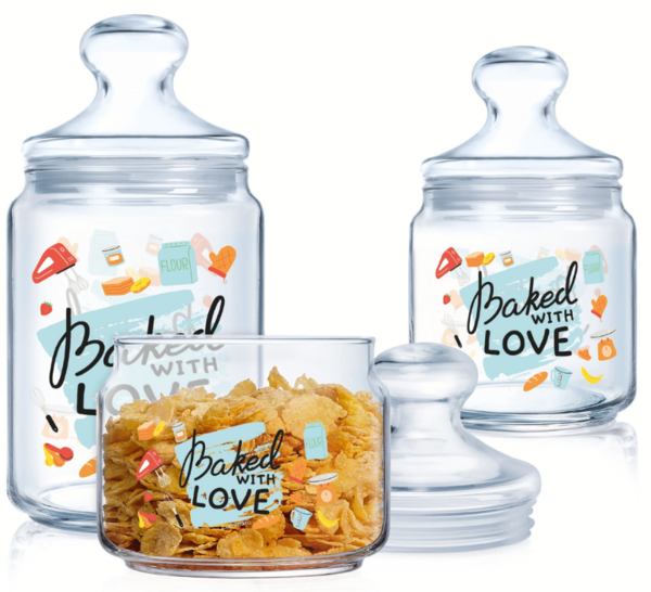 Набір банок для сипучих продуктів прод. скло «Luminarc. Baked Wit Love» 3 шт 0,5/0,75/1л
