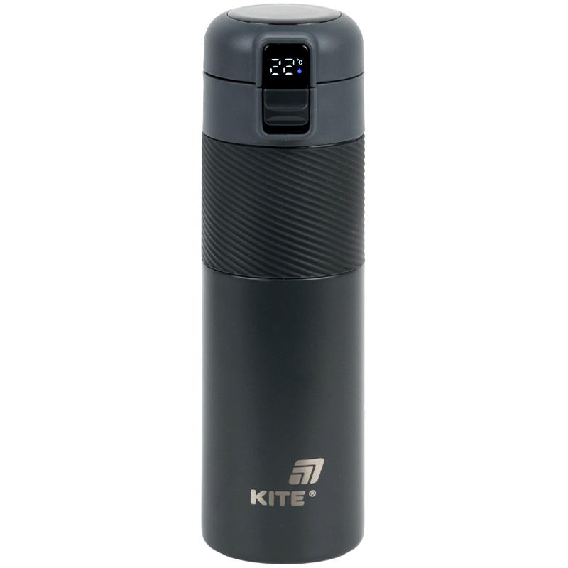 Термос металевий 0,45л «Kite» темно-сірий, з датчиком температури