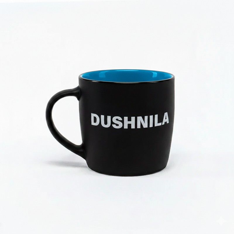 Чашка керамічна 300мл «DUSHNILA» чорна/блакитна
