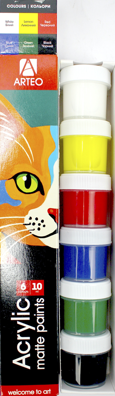 Набір акрилових фарб ColorCat 6×10мл матовий
