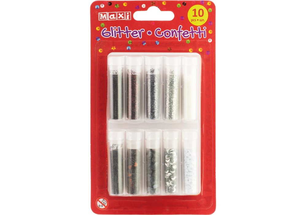 Блискітки «Maxi» 6 кольорів + конфетті для декорування