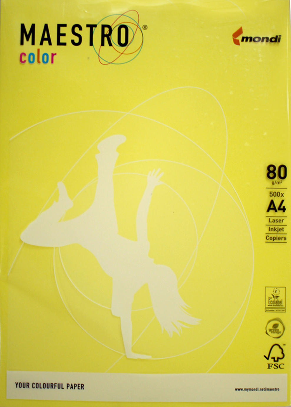 Папір кольоровий А4 80г/м2 Color Intensiv CY39 жовтий