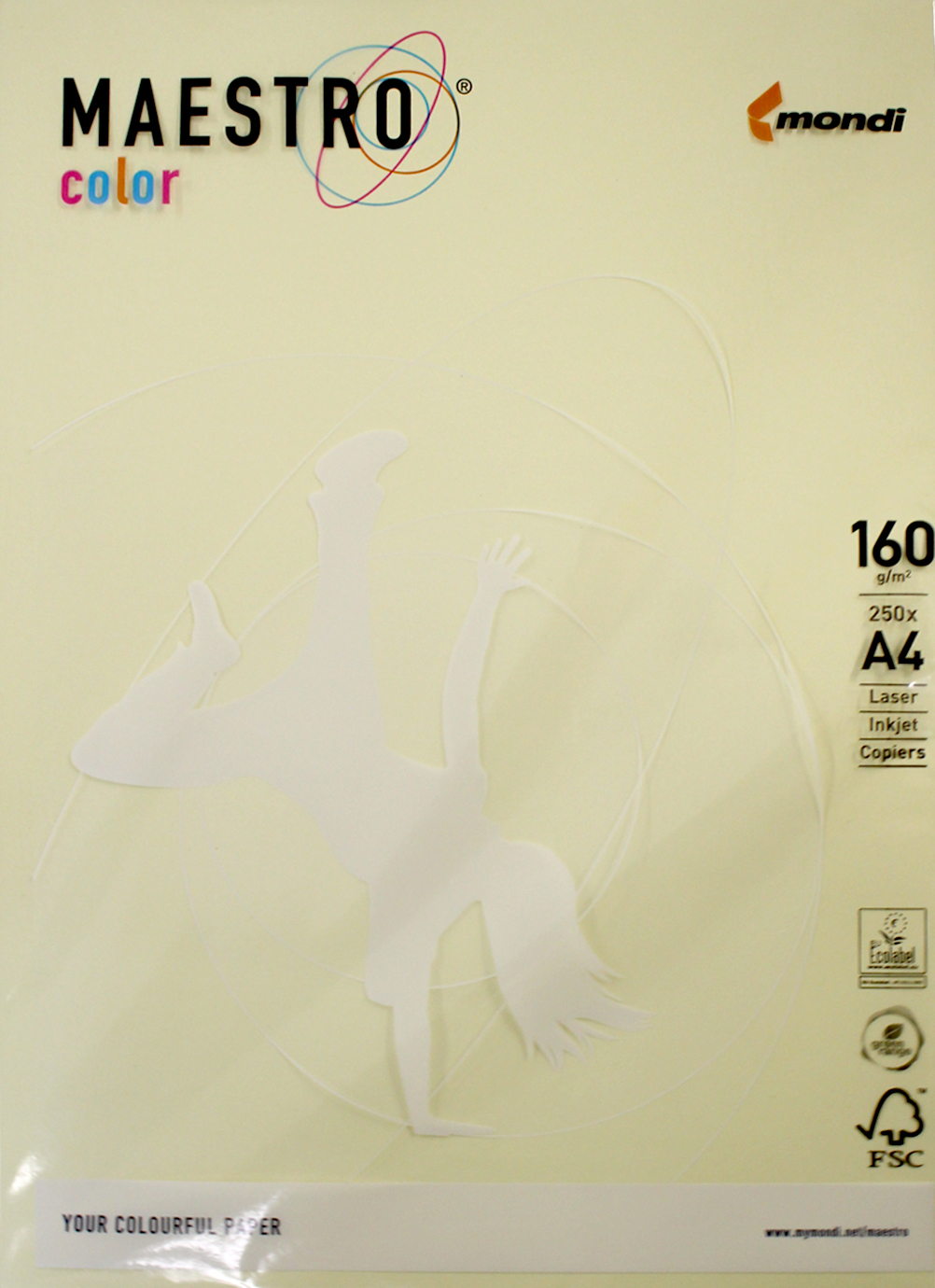 Папір кольоровий А4 160г/м Maestro Color Pastell BE66 Vanilla (ванільний)