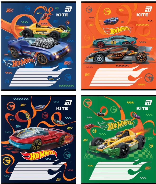 Зошит 12 аркушів коса лінія гібр. лак. + УФ лак Hot Wheels