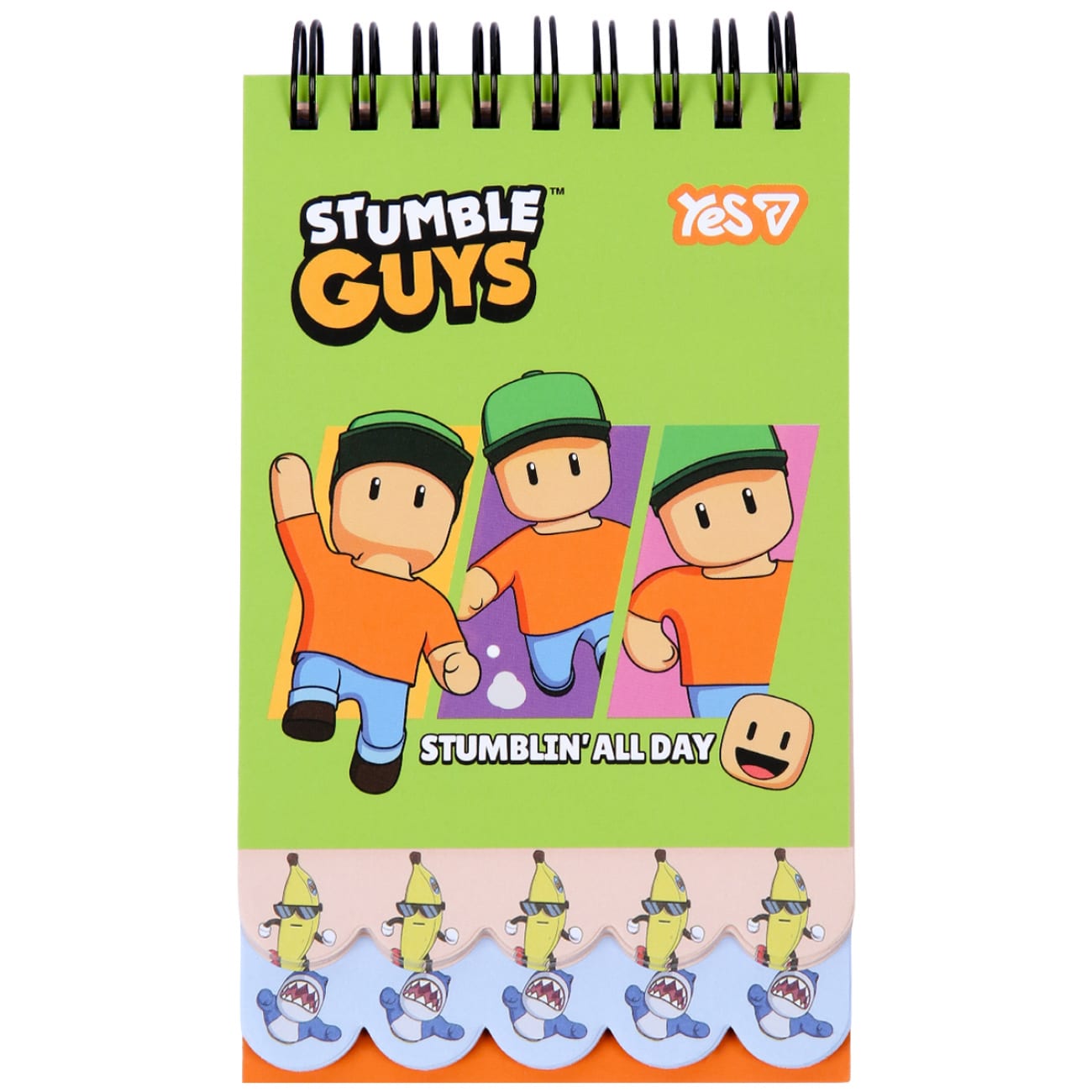 Блокнот пруж. подв. В7 60 аркушів клітинка «Stumble Guys Green» з 2фігурн. ярусами