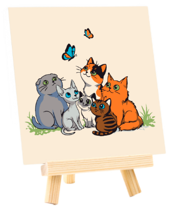 Набір картина за номерами, „Funny Cats“, 15×15см, з мольбертом