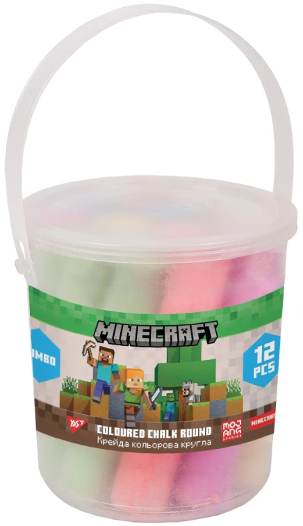 Крейда кольорова 12 шт Jumbo Minecraft у відрі